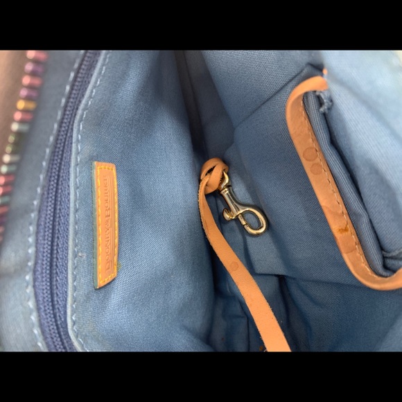 Dooney Bourke Vintage Rainbow Logo Coated Canvas Small Shoulder Bag Rainbow Zip - Picture 8 of 13